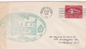 U.S. G. WASHINGTON BICENTENNIAL COMM.House Illustrated 1932 Pre Paid Cover 47381