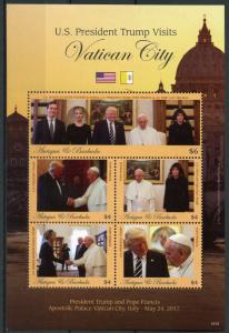 Antigua & Barbuda Donald Trump Stamps 2018 MNH Vatican City Pope Francis 5v M/S