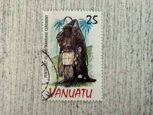 Vanuatu #385 Used, 25v, Ceremonial Dance Costumes, 2024 SCV $0.50