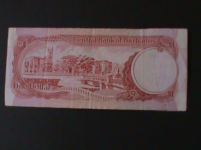 BARBADOS-1973-CENTRAL BANK $1 DOLLAR-LT..CIRULATED NOTE-WE SHIP TO WORLDWIDE
