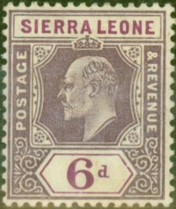 Sierra Leone 1908 6d Dull & Brt Purple SG107 Fine Mtd Mint