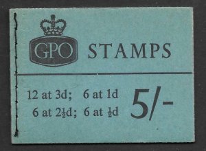 H54p 5/- Wilding Blue Phosphor GPO booklet - Jan 1962 Complete Booklet 