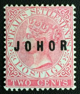 MALAYA 1884 JOHOR opt Straits Settlements QV 2c MH SG#9 M2451