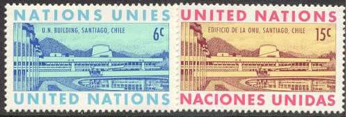 UN-NY # 194-95  Santiago Chile Building  (2)  Mint NH