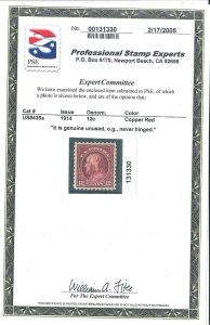 Scott 435a Mint, NH OG Very Fine PSE Cert  (TJ 8/16)