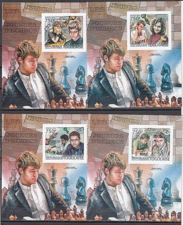 Togo, 2011 issue. Chess masters issue on a 4 s/sheets. ^
