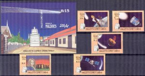 Maldive Islands 1986 Space Halley's Comet Mi. 1164/8 Bl.116 MNH