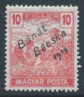 Hungary #10N22 MH 10f Wheat Issue Ovptd. Serbian Occ. & Banaf Bacaska 1919