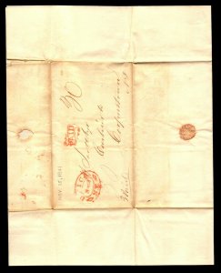 1841 Utica NY Stampless Cover Fancy Paid Stamp - L9520