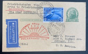 1931 Germany Graf Zeppelin LZ 127 Polar Flight  PC Cover To Chicago Usa Sc#41