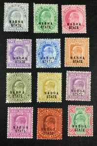 MOMEN: INDIA NABHA SG #37-46,44a 1903-1909 MINT OG H £130 LOT #67980*