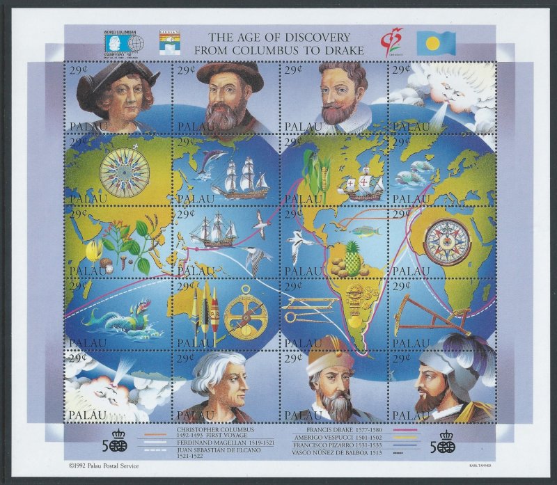 Palau #302 NH The Age of Discovery, Columbus to Drake - S...