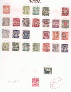 Danzig, German states , Mixed sheet, all hinged. cat. £91