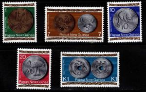 PNG Papua New Guinea Scott 410-414 MNH** Coin on stamp set