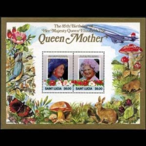 ST.LUCIA 1985 - Scott# 788 S/S Queen Mother $6 NH