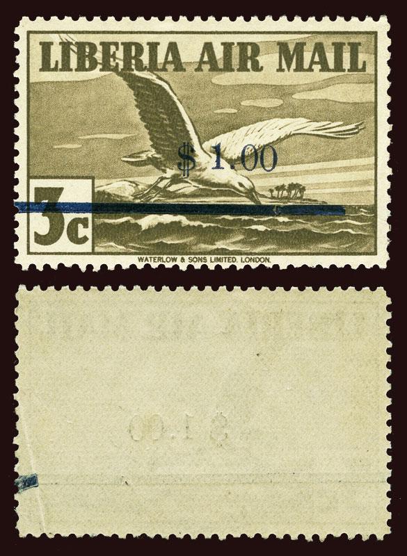 LIBERIA Scott #C49 1944 airmail albatross NH with a repair