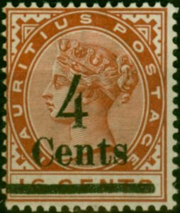 Mauritius 1900 4c on 16c Chestnut SG137 Fine LMM