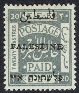 PALESTINE 1921 EEF OVERPRINTED 20PI ARABIC 10MM LONG PERF 15 X14 