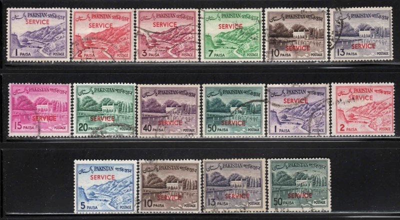 Pakistan ~ 16 Different Type A40 Officials @ 5 cts ea ~ Used, Mixed Condition