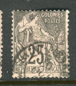 FRENCH COLONIES; 1880s early classic General issue used shade of 25c.  value