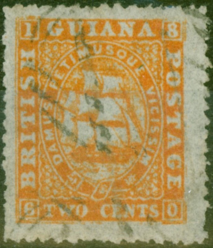 British Guiana 1862 2c Orange SG43 P.12  Fine Used