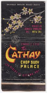 Canada Revenue 3/10¢ Excise Tax Matchbook THE CATHAY CHOP SUEY PALACE Ottawa