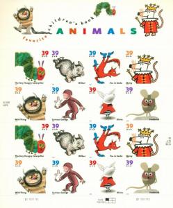 US 2006 Children's Book Animals Sheet,  39 Cents, MNH Sc 3987-94 Maisy George