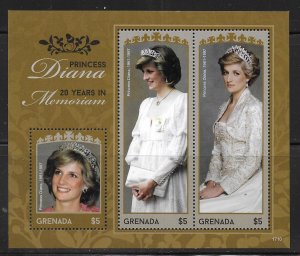 Grenada 4236 Princess Diana s.s. MNH 2024 Scott c.v. $11