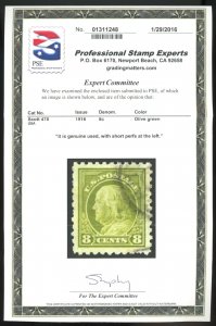 U.S. #470 UNUSED WITH PSAG CERT