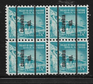 MNH US Bureau Precancels: MO; Columbia #1031A–71 1¼¢ 1954 Liberty Issue Block/4
