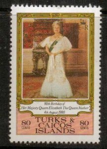 TURKS & CAICOS IS. SG607 1980 80th BIRTHDAY OF QUEEN MOTHER MNH