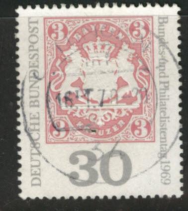 Germany Scott 1008 used 1969 embossed stamp on stamp