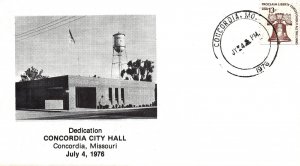 US EVENT CACHET COVER DEDICATION OF CONCORDIA CITY HALL MISSOURI JULY 4 1976 T2