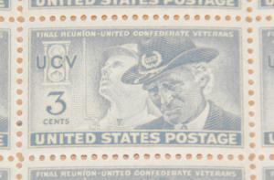 1951 sheet of stamps, United Confederate Vets, Sc# 998