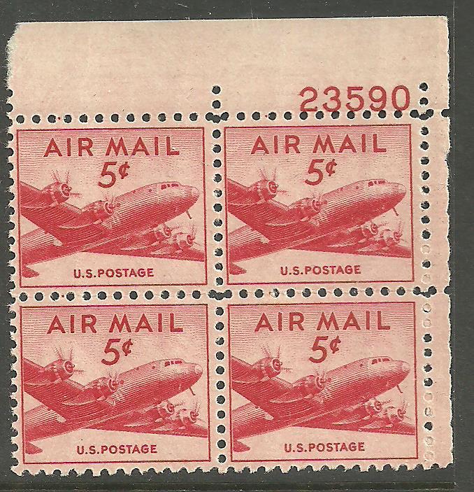 #C33 Skymaster Airmail Plate Block mint NH #23590