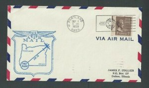 1959 7c Prexy #812 Sole Usage On Domestic 1st Flt Cover Portland OR To Oakland--