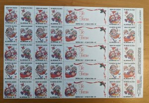 1987 Santa's Family Sheet of 36 (6 Labels) S US Christmas Seals/Stamps MNH