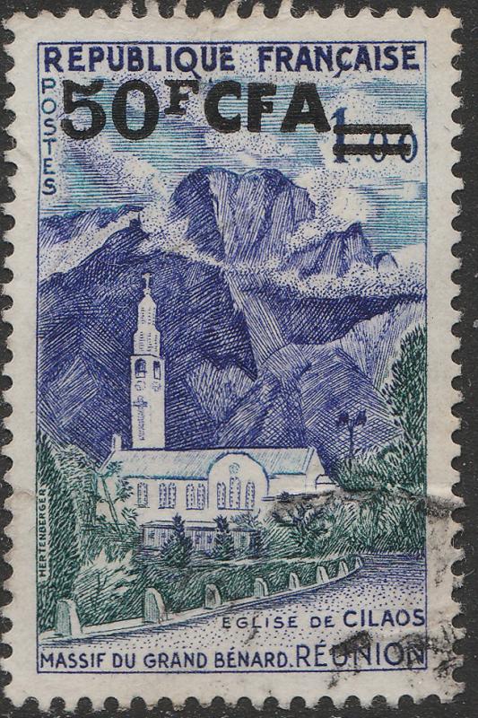 ILE DE LA RÉUNION - 1960 Yv.352A/Mi.411 50fr CFA / 1fr Cilaos Obl. TB