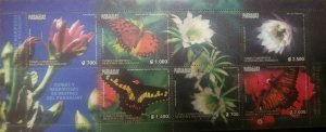 RO) 2017 PARAGUAY, CACTUS - CEREUS-ECHINOPSIS-HYLOCEREUS, BUTTERFLIES-AGRAULIS-E