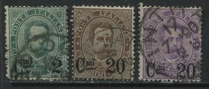 Italy 1890-91 overprinted 20 centemisi on on 3 values set used
