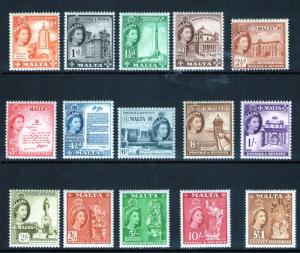 MALTA 1956 Definitive set  SG266/282 FRESH MNH