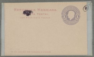 Mexico  1910 1c + 1c lilac reply card. Clean