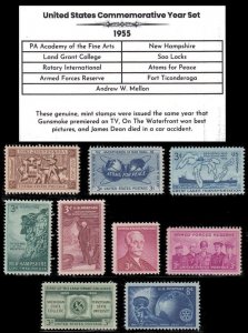 1955 Complete Mint Set of Vintage Commemorative Stamps