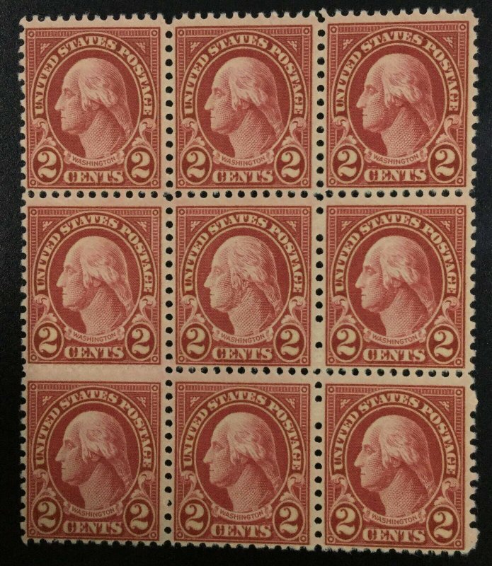 MOMEN: US STAMPS #634 VAR. LONG EAR CENTER BLOCK OF 4 MINT OG NH LOT #72324