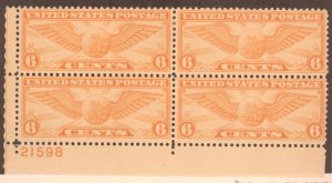 United States, Scott #C19, MH, Plate Block 4