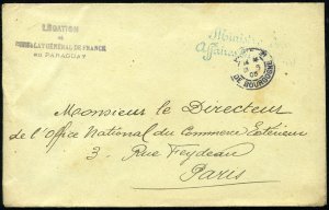 Paraguay, 1905 stampless cover from the French Consulate to Paris, with speci...