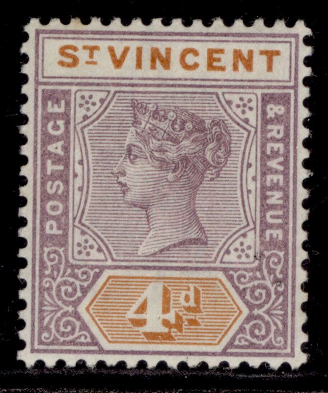 ST. VINCENT QV SG71, 4d dull mauve & orange, LH MINT.