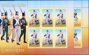 2008 Military Uniforms. 6 mini sheets.