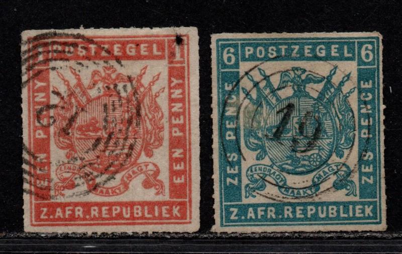 $Transvaal Sc#36 38 used, F-VF, part set, Cv. $315