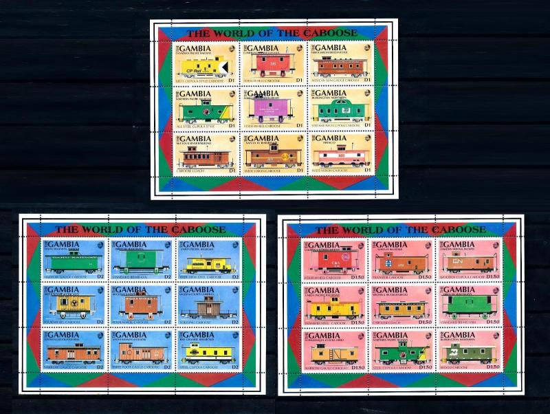 [62249] Gambia 1991 Railway Train Eisenbahn Chemin De Fer 3 Sheets MNH